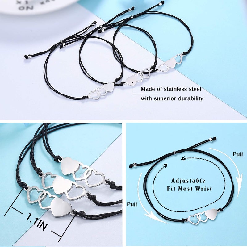 UNGENT THEM 3 Sisters Gifts from Sister Bracelet Galentines Valentines Day Birthday Christmas Gifts for Sister Women Teen Girls - Image 3